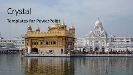  Presentation with golden pavilion kinkakuji temple - Slide set having gurdwara - golden temple in amritsar background and a light blue colored foreground