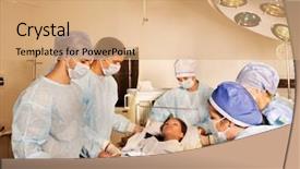  Presentation with emergency nursing - Colorful theme enhanced with gurney in operating room backdrop and a coral colored foreground