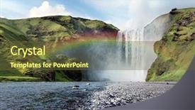  Presentation with top 10 waterfall - PPT theme consisting of gushing - skogafoss waterfall in summer iceland background and a tawny brown colored foreground