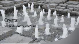  Presentation with water fountain - Colorful presentation theme enhanced with gushing - water fountain on pond backdrop and a light gray colored foreground