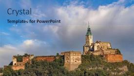  Presentation with castle - Slides featuring gussing-castle-southern-burgenland-austria background and a teal colored foreground