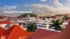  Presentation with skyline - Presentation theme consisting of gustavia-st-bart-s-town background and a teal colored foreground