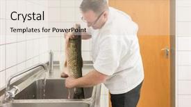  Presentation with restaurant kitchen - Theme enhanced with gut - chef in restaurant kitchen gutting background and a lemonade colored foreground