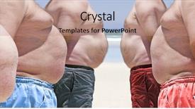  Presentation with obese - Audience pleasing PPT layouts consisting of gut - five obese fat men backdrop and a coral colored foreground