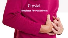  Presentation with human body stomach anatomy - Theme enhanced with gut - man with bellyache holding his background and a crimson colored foreground