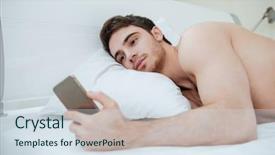  Presentation with bed - Amazing PPT layouts having gut health - bearded man lying on bed backdrop and a sky blue colored foreground