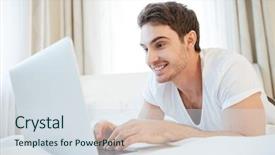  Presentation with happy sad face man - Slide deck consisting of gut health - happy man using laptop background and a sky blue colored foreground