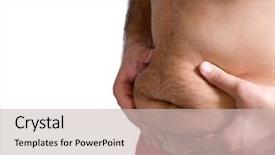  Presentation with gut - Audience pleasing presentation design consisting of gut health - man holding belly fat isolated backdrop and a soft green colored foreground