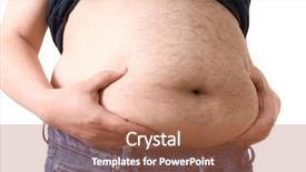  Presentation with fat - Theme consisting of gut health - man squeeze belly fat isolated background and a coral colored foreground