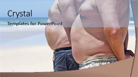  Presentation with men health - Beautiful presentation featuring gut health - two obesely fat men showing backdrop and a  colored foreground