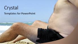  Presentation with gut - Slide deck featuring gut health - unhealthy fat man sitting background and a  colored foreground