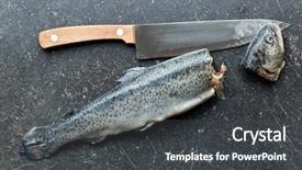  Presentation with old fashioned country kitchen - Slide set enhanced with gutted trout old kitchen table background and a  colored foreground