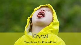  Presentation with gutter - Slides consisting of gutter - young girl playing in rain background and a yellow colored foreground