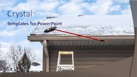  Presentation with dam - Beautiful PPT theme featuring gutters-with-ice-dam backdrop and a sky blue colored foreground
