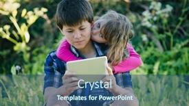  Presentation with sister - PPT layouts consisting of guy-and-his-little-sister background and a ocean colored foreground