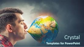  Presentation with bubble - Colorful theme enhanced with guy blowing bubble mixed media backdrop and a ocean colored foreground