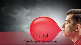  Presentation with bubble - Slide deck featuring guy-blowing-bubble-mixed-media background and a red colored foreground