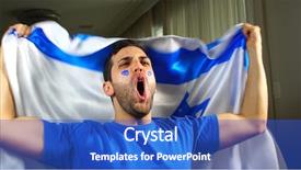  Presentation with israel flag - Amazing slide set having guy celebrating with israel flag backdrop and a  colored foreground
