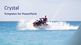  Presentation with caribbean - Presentation theme consisting of guy cruising on a jet background and a sky blue colored foreground