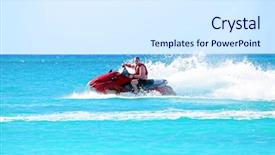  Presentation with ski - Audience pleasing slide set consisting of cruising on a jet ski backdrop and a sky blue colored foreground