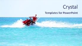  Presentation with ski - PPT layouts consisting of cruising on a jet ski background and a sky blue colored foreground