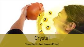  Presentation with treasure - Amazing PPT theme having guy finding treasure coins backdrop and a gold colored foreground