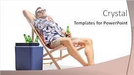  Presentation with beer bottle - Beautiful presentation theme featuring guy-holding-a-bottle backdrop and a white colored foreground