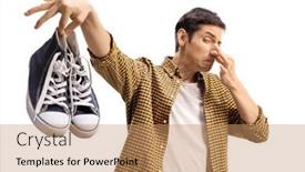  Presentation with pair - Theme enhanced with guy-holding-a-pair background and a coral colored foreground