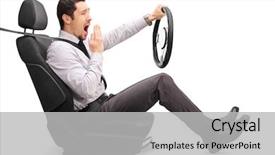  Presentation with car seat - Presentation design having guy holding a steering wheel background and a light gray colored foreground