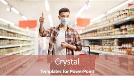  Presentation with face mask - Colorful presentation enhanced with guy-in-a-supermarket backdrop and a coral colored foreground
