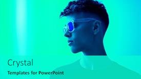  Presentation with black men - Presentation design consisting of guy-in-black-casual-clothes background and a cyan colored foreground