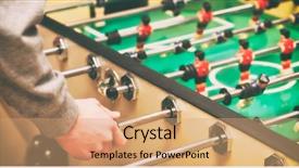  Presentation with closeup of foosball table soccer - Theme enhanced with guy is playing table soccer background and a  colored foreground