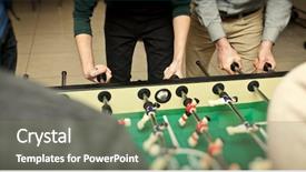  Presentation with closeup of foosball table soccer - Beautiful slides featuring guy is playing table soccer backdrop and a  colored foreground