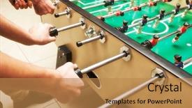  Presentation with soccer - PPT layouts featuring guy is playing table soccer background and a  colored foreground