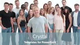  Presentation with leader - Beautiful slides featuring guy-leader-standing-in-front backdrop and a seafoam green colored foreground