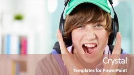  Presentation with music singing - Beautiful presentation theme featuring guy listening to music screaming backdrop and a coral colored foreground