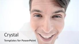  Presentation with funny - Presentation theme enhanced with guy looking through a hole background and a  colored foreground