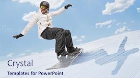  Presentation with snowboard - PPT theme having guy-on-a-snowboard background and a sky blue colored foreground