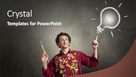  Presentation with inspiration - PPT layouts enhanced with guy-painter-waiting-for-inspiration background and a dark gray colored foreground