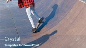  Presentation with rides - Colorful theme enhanced with guy-rides-a-skateboard backdrop and a ocean colored foreground