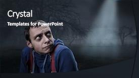  Presentation with ufo - Presentation design having guy scared by ufo background and a wine colored foreground