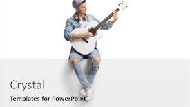  Presentation with blank - Slide deck having guy-sitting-on-a-blank background and a  colored foreground