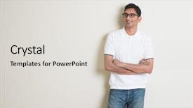  Presentation with indian - Beautiful PPT theme featuring guy standing on plain background backdrop and a light gray colored foreground