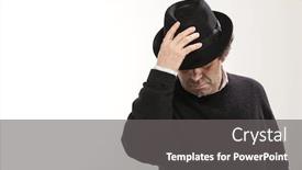  Presentation with hat - PPT layouts featuring guy takes off his black background and a gray colored foreground