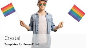  Presentation with rainbow - Slide set with guy-wearing-a-rainbow-colored background and a white colored foreground