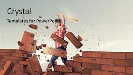  Presentation with media - Theme with guy with bat mixed media background and a light gray colored foreground