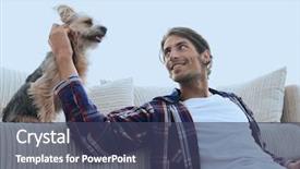  Presentation with tea - Presentation theme enhanced with guy with dog is drinking background and a ocean colored foreground