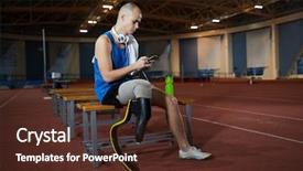  Presentation with scrolling - PPT theme consisting of guy with handicapped right leg background and a  colored foreground