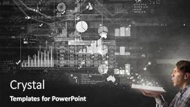  Presentation with book - PPT theme having guy-with-opened-book background and a dark gray colored foreground