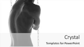  Presentation with white torn paper on gray - Colorful slide set enhanced with guy with the naked torso backdrop and a white colored foreground